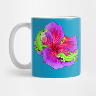 Green Anoles on Flowers Mug